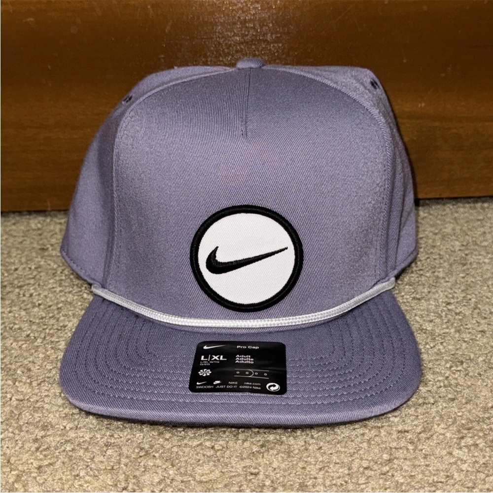 Nike Pro Structured Futura Golf Rope Hat Cap L/XL Purple Dri Fit Center Swoosh